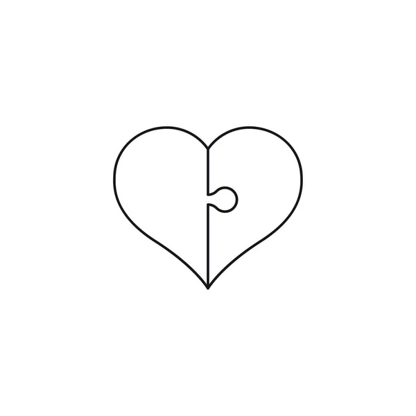 Heart Puzzle line art icon. St. Valentine's Day concept. Vector — Stock Vector