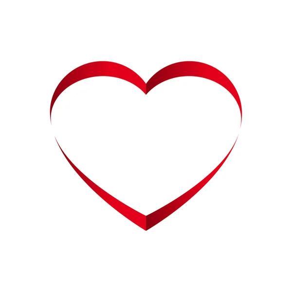 Heart ribbon flat. St. Valentine's Day concept. Vector Illustrat — Stock Vector