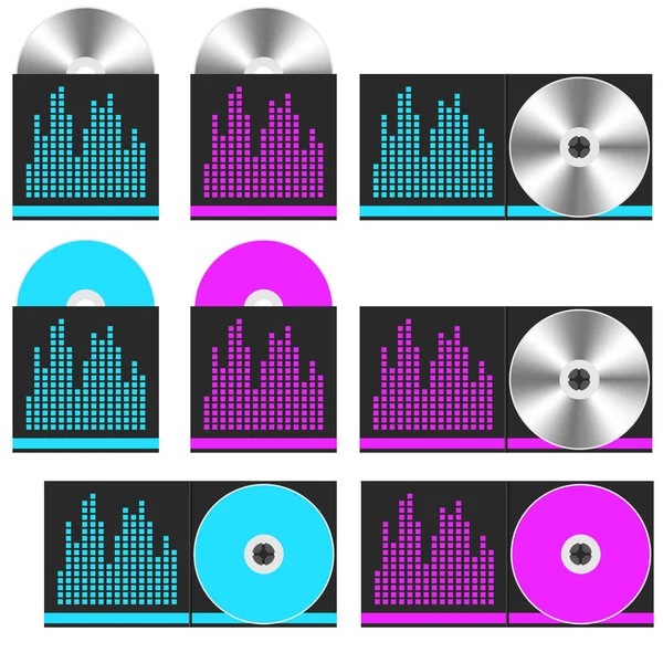 CD-schijfset. Muziek concept. Vectorillustratie — Stockvector