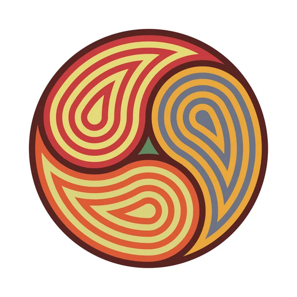 Triskelion símbolo tatuaje. Ornamento geométrico circular mandala — Vector de stock
