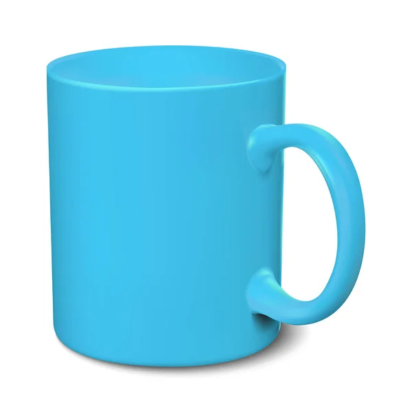 Taza azul maqueta 3D realista sobre un fondo blanco vector illust — Vector de stock