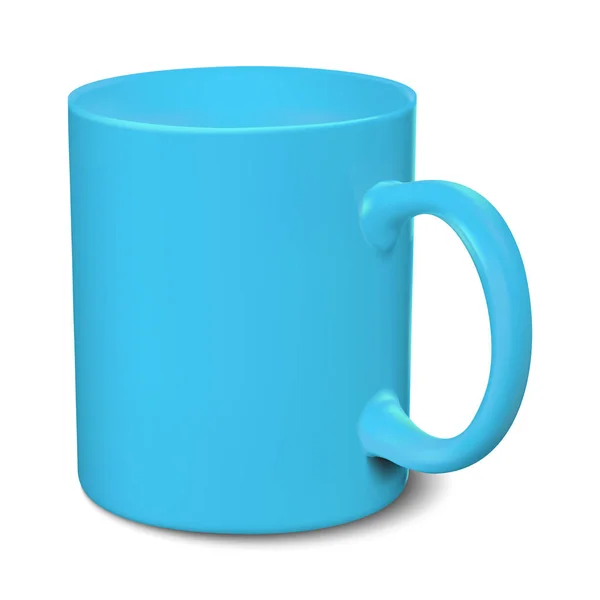 Beyaz zemin üzerinde mavi kupa gerçekçi 3d mockup illust vektör