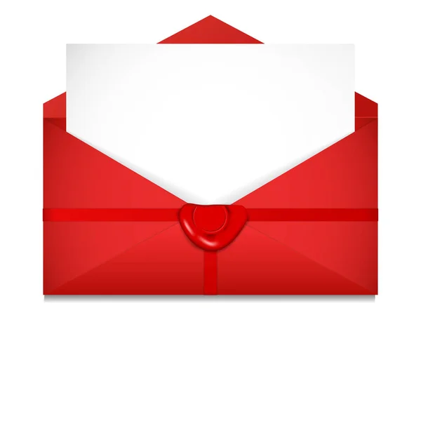 Open envelope. Sealing wax. St. Valentine's Day concept. Vector — Stock Vector