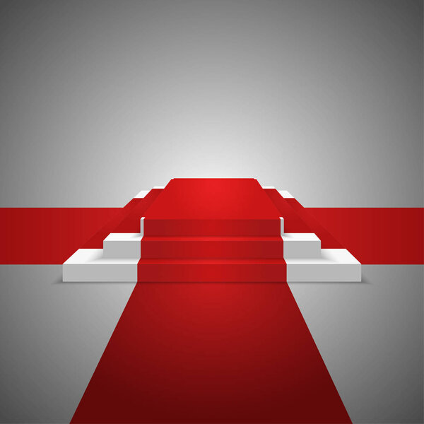 Podium design element. Red carpet. Background. Vector Illustrati
