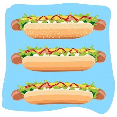 Sosisli sandviç tasarım öğesi. Vektör çizim