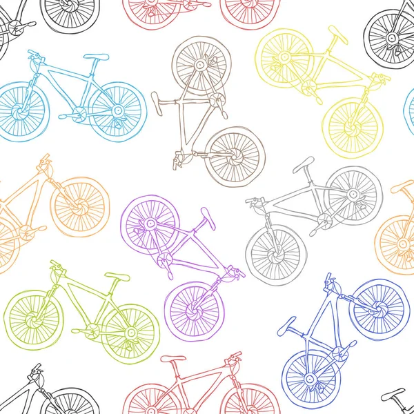 Bicycle seamless pattern freehand — Stock Vector