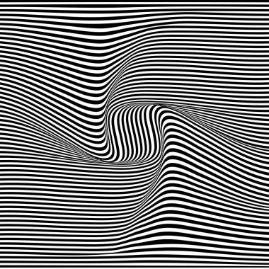 Siyah ve beyaz bir göz yanılsaması. Vektör çizim