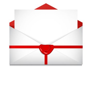 Açık zarf. Mühür mumu. St. Valentine's gün kavramı