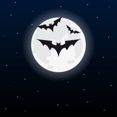 Ay ve yarasa Cadılar Bayramı