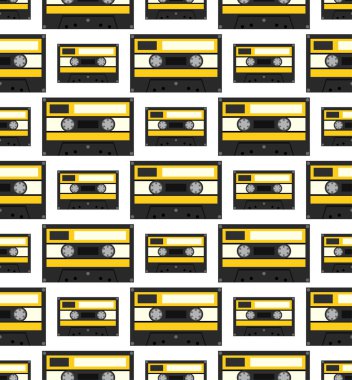 Audiocassette seamless modeli. Vektör çizim