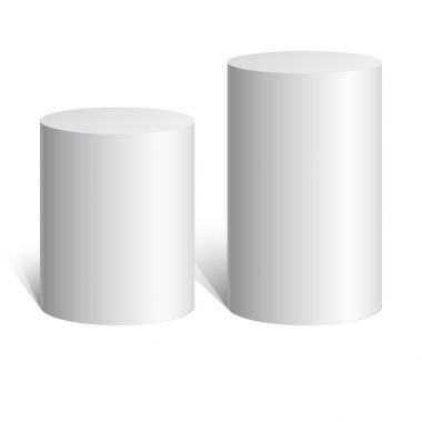 Beyaz silindir. 3D geometrik şekil. kadar alay et. Vektör çizim