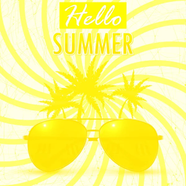 Γεια σας το καλοκαίρι. Καλοκαιρινό φόντο/πανό. Εικονογράφηση διάνυσμα — Διανυσματικό Αρχείο