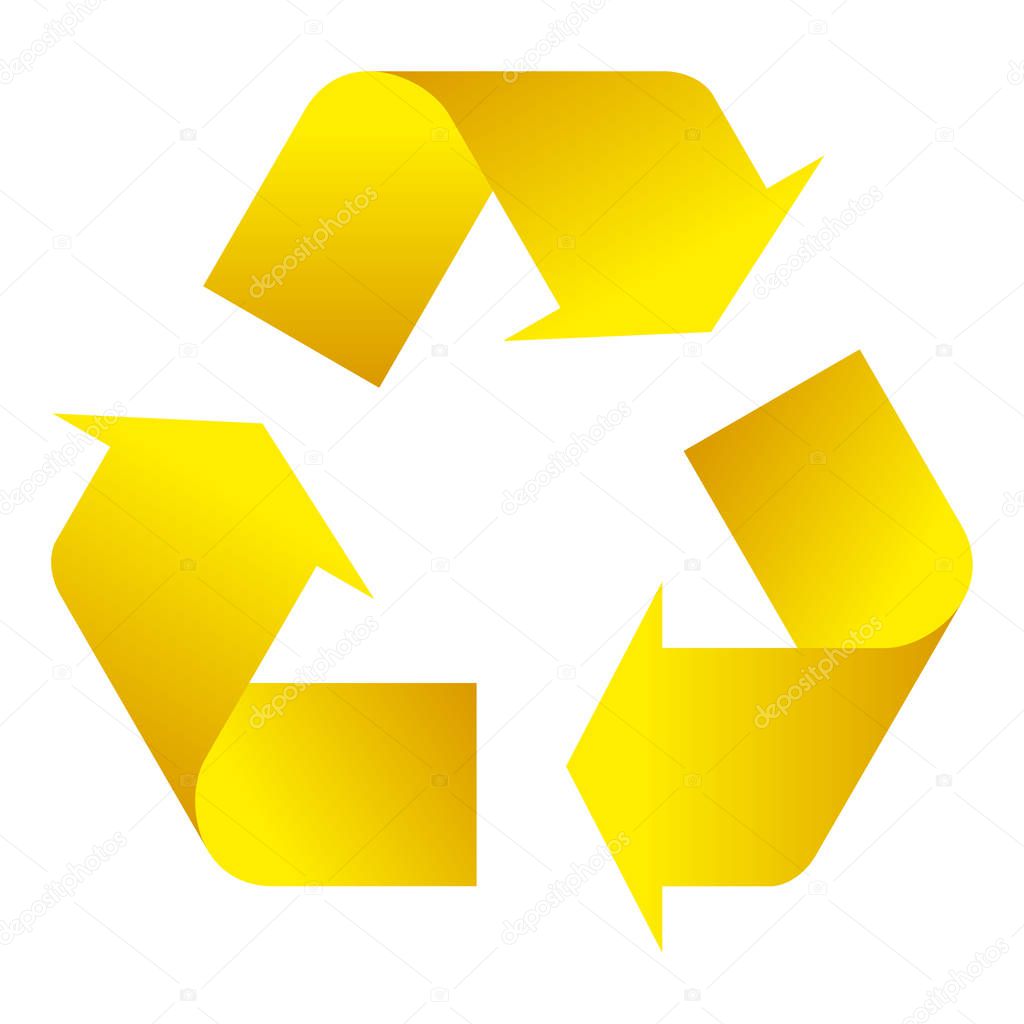 Recycle symbol of conservation yellow icon isolated