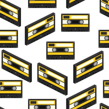 Audiocassette seamless modeli. Vektör çizim