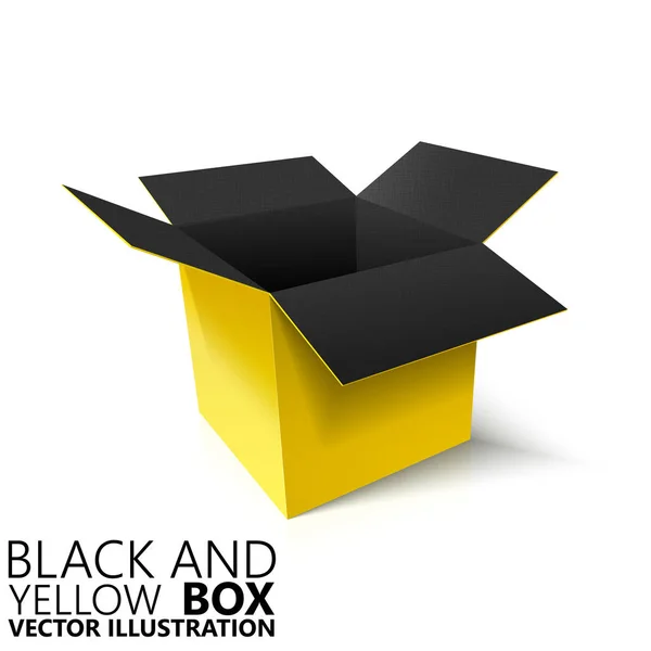 黒と黄色のオープン ボックス 3 d/ベクトル イラスト — ストックベクタ