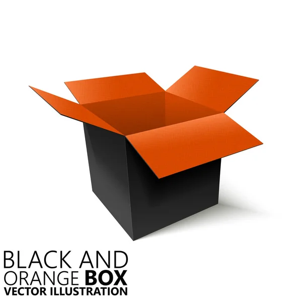 Negru și portocaliu deschis cutie 3D / vector ilustrare, elemen design — Vector de stoc