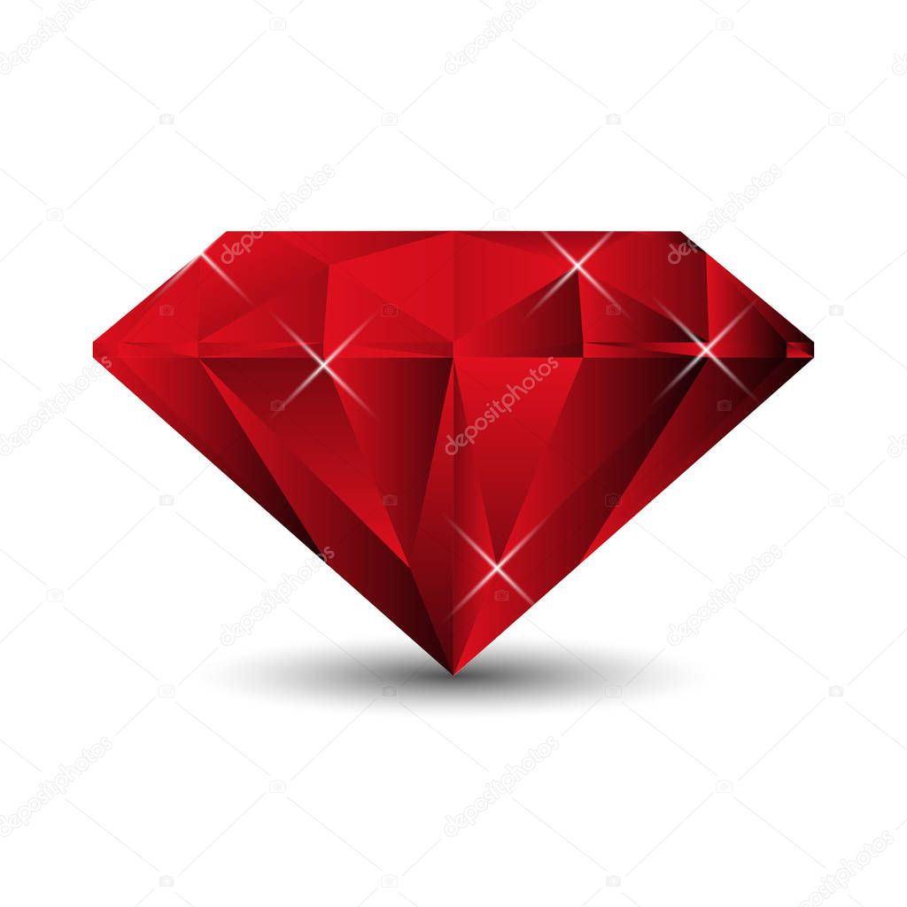 Ruby isolated on a white background. Vector Illustration