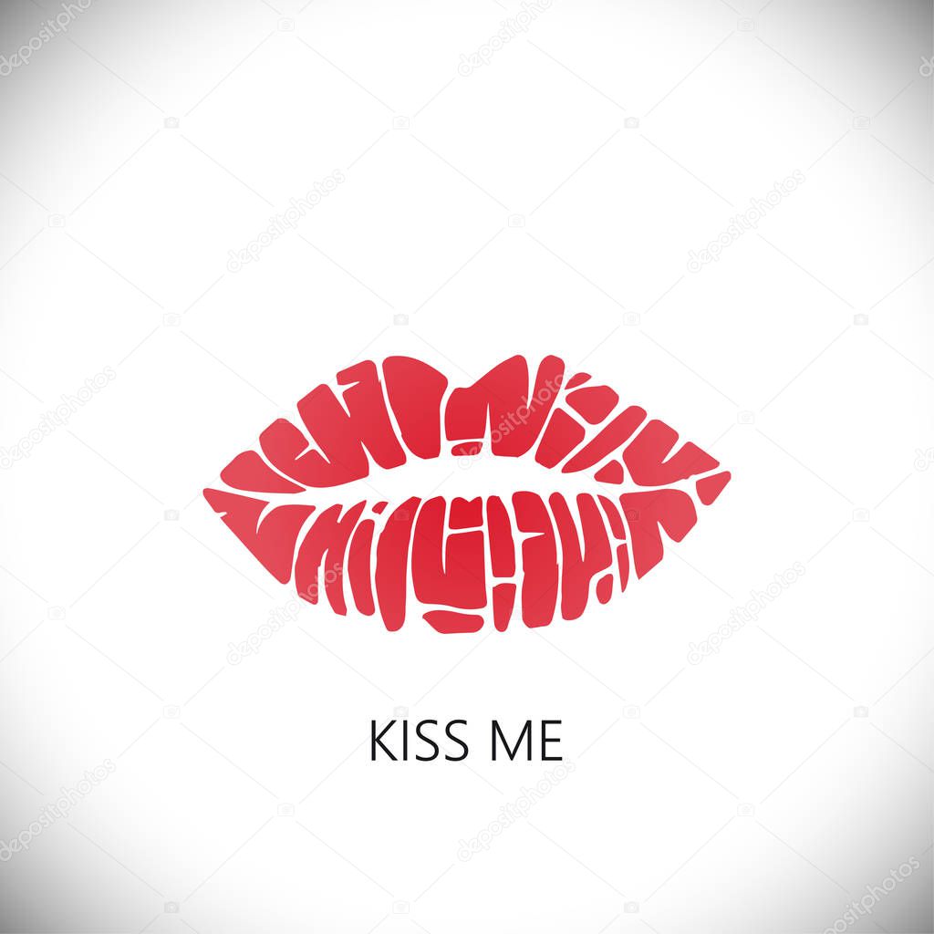 Icons of female lips print. Vector Illustration