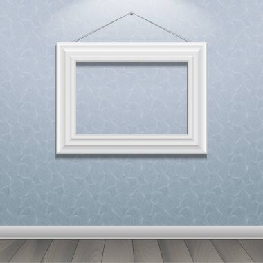 Duvardaki beyaz klasik çerçeve. Vektör çizim