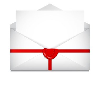 Açık zarf. Mühür mumu. St. Valentine's gün kavramı