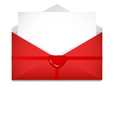 Açık zarf. Mühür mumu. St. Valentine's gün kavramı
