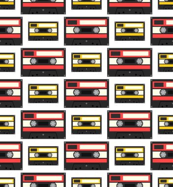 Audiocassette seamless modeli. Vektör çizim