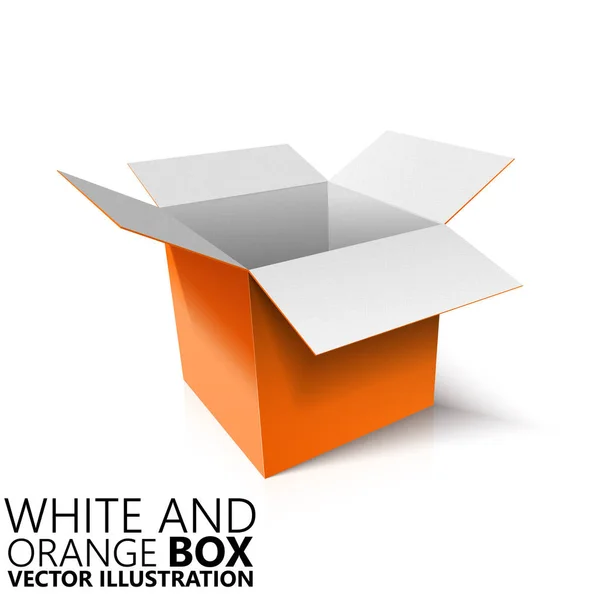 Vit och orange öppen box 3d / vektor illustration — Stock vektor