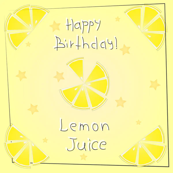 Cartolina buon compleanno succo di limone — Vettoriale Stock