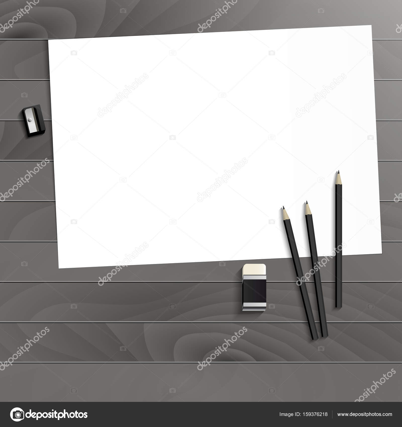 Workplace art board, paper, pencils, eraser and sharpener — Free Stock