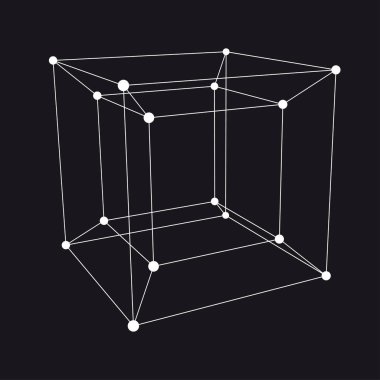Hypercube 3D object. Vector Illustration clipart