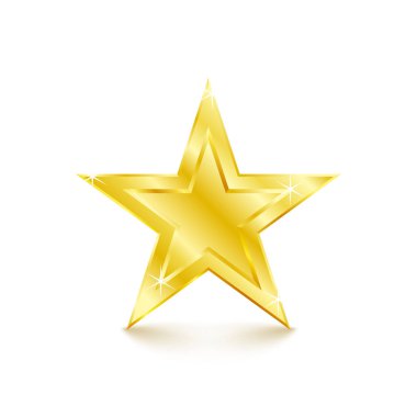 Beyaz zemin üzerine altın yıldız. Vektör çizim