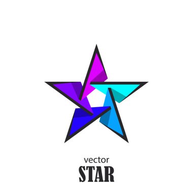 Yıldız düz 3d soyut sembolü. Popülerlik kavramı