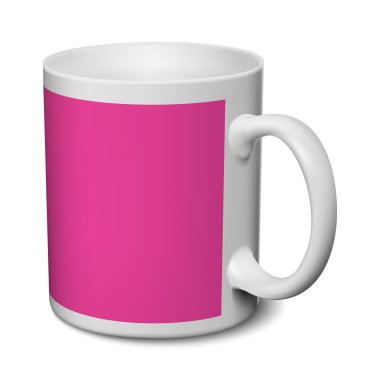 Beyaz bir arka planda gri ve pembe kupa gerçekçi 3d mockup