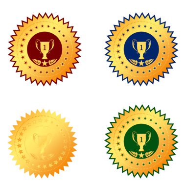 Beyaz bir arka plan üzerinde madalya ilk yer