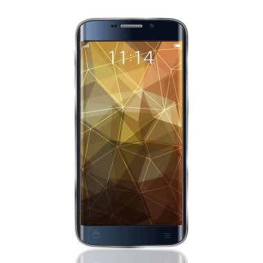 Smartphone gerçekçi mock up ile üçgen arka plan