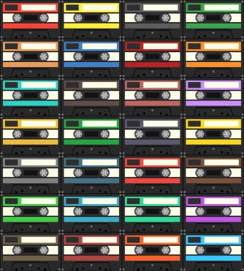 Audiocassette seamless modeli. Vektör çizim
