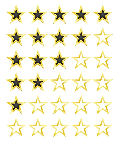 Clasificación de estrellas de 0 - 5 estrellas. La mejor calificación. Ilustración vectorial — Vector de stock