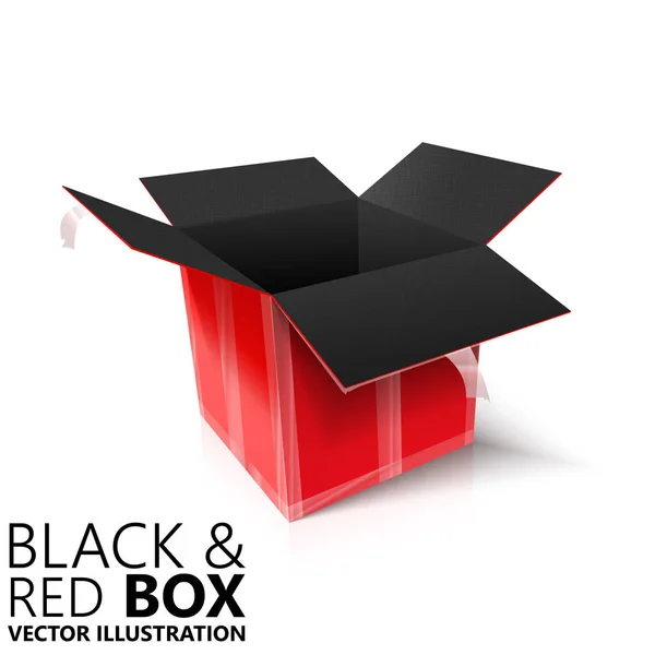 Siyah ve kırmızı açık kutu 3d / vektör çizim, tasarım öğesi — Stok Vektör