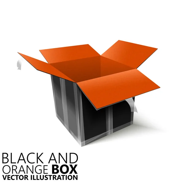 Zwart en oranje open vak 3d / vector illustratie — Stockvector