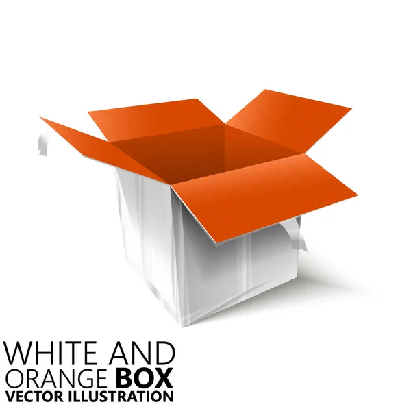 Beyaz ve turuncu açık 3d kutu / illüstrasyon vektör — Stok Vektör