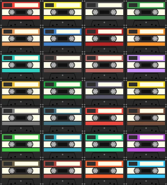 Audiocassette naadloze patroon. Vectorillustratie — Gratis stockfoto