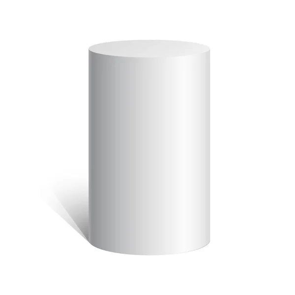 Un cilindro bianco. Forma geometrica 3D. Fai finta di niente. Illustrazione vettoriale — Vettoriale Stock