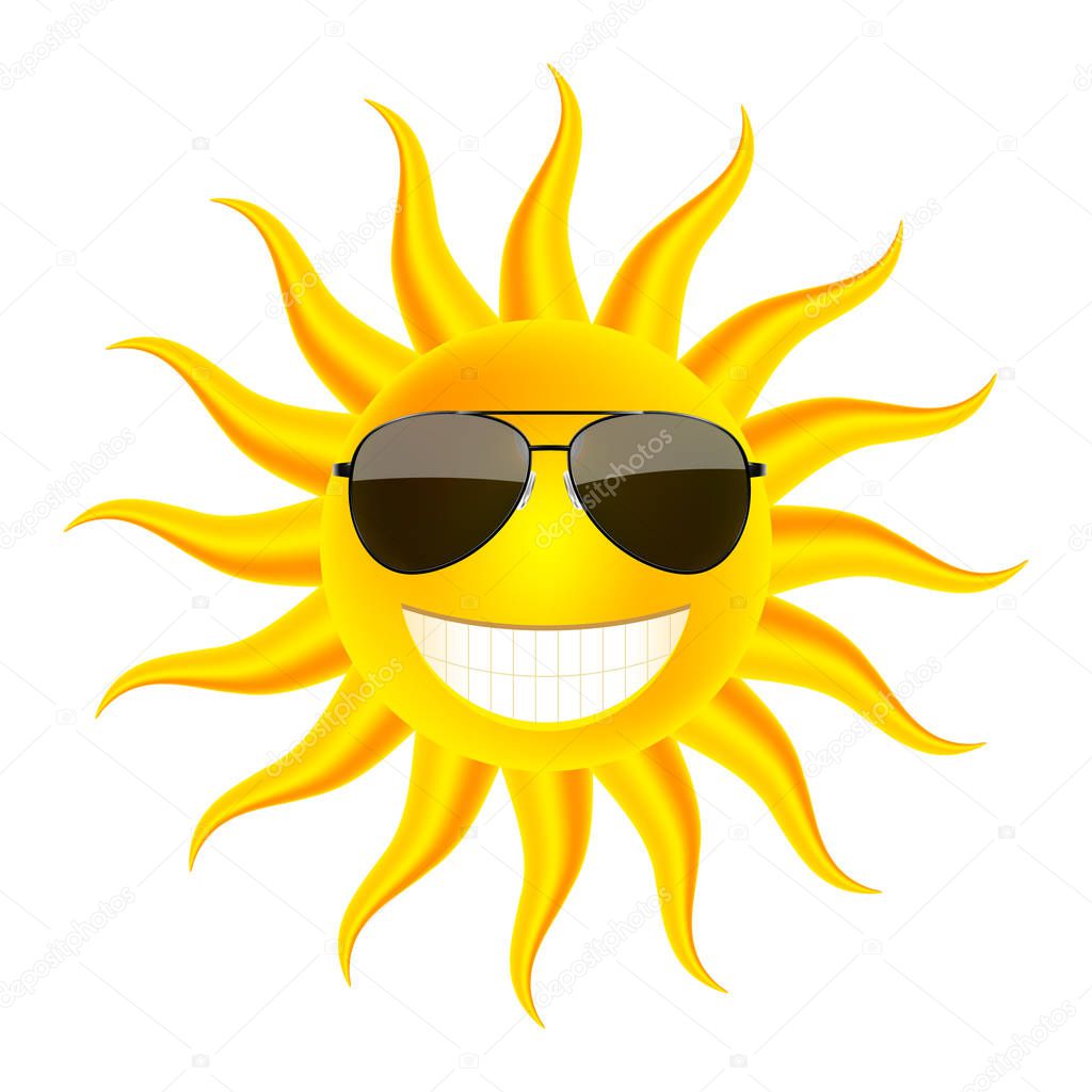 Summer time. Sun in glasses. Vector Illustration