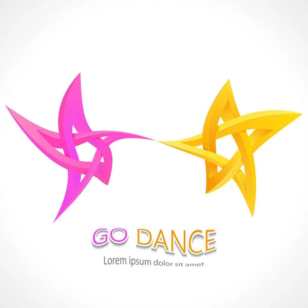 Go dance. Dancing impossible star 3D for Your project. Icon — Stock Vector