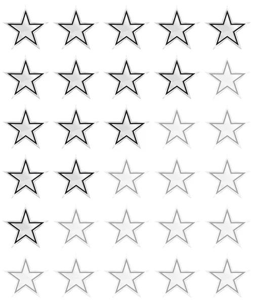 Clasificación de estrellas de 0 - 5 estrellas. La mejor calificación. Ilustración vectorial — Archivo Imágenes Vectoriales