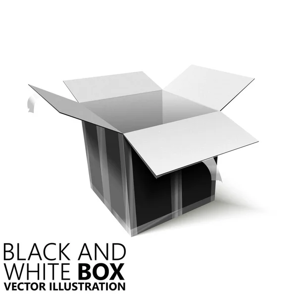 Μαύρο και άσπρο ανοικτό πλαίσιο 3d / διανυσματικά εικονογράφηση, στοιχείο του σχεδιασμού — Διανυσματικό Αρχείο