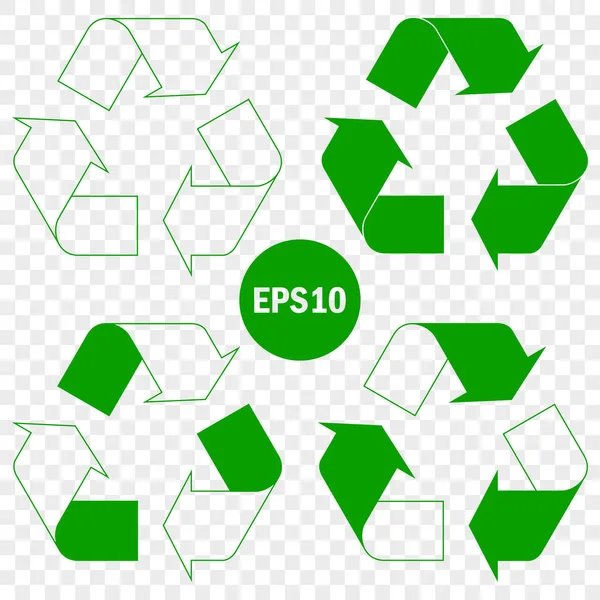 Recycler le symbole de conservation icône verte ensemble — Image vectorielle