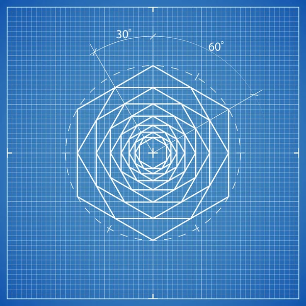 Drawing hexahedron composition — Stock Vector