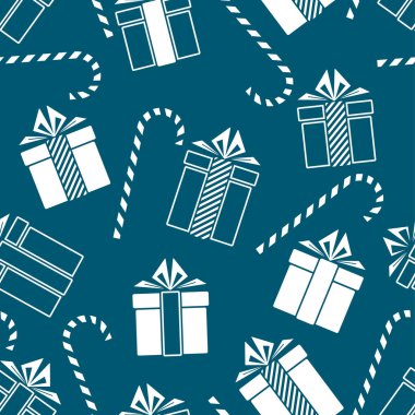 Noel hediyeleri ve şeker kamışı seamless modeli. Yeni yıl