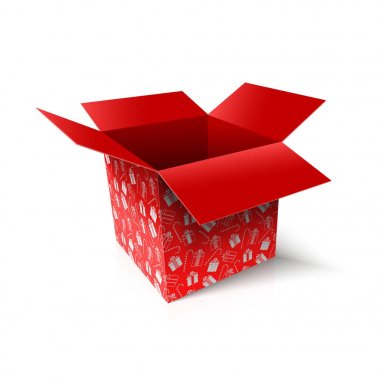 Noel açık kutu. Yeni yıl hediye kavramı. Vektör çizim